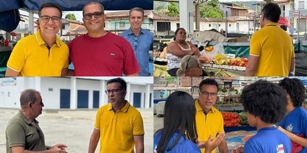Ibirataia: Prefeito Sandro Futuca acompanha melhorias no Centro Comercial e dialoga com a população