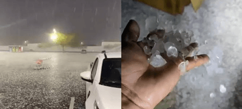 Chuva de granizo surpreende moradores de Vitória da Conquista durante chegada de frente fria