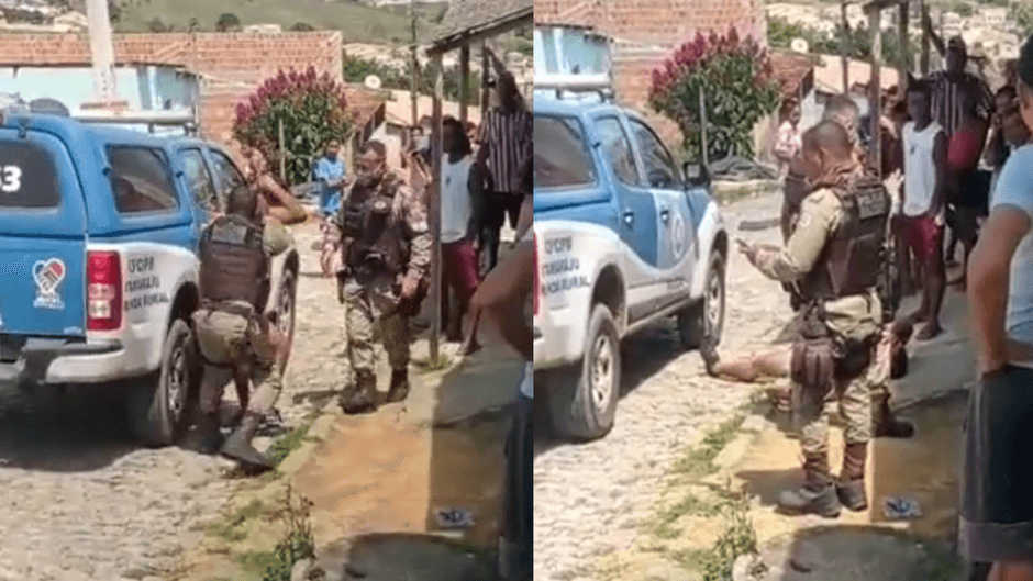 Itamaraju: PM agride homem que tirou roupa ao lado de viatura no extremo sul da Bahia, assista o vídeo